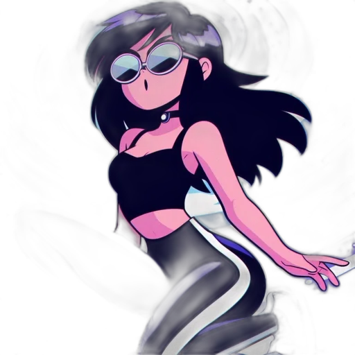 dress, staff, concept art, cartoon, vaporwave, anime, neon lights, neon transparent PNG cut-out