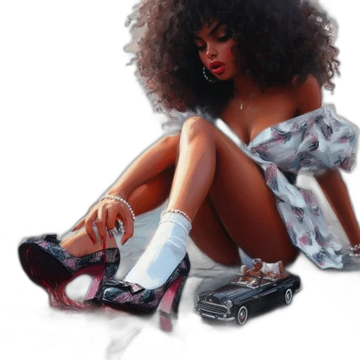 shoes, dress, photorealistic, oil painting, concept art, watercolor, neon lights, pastel transparent PNG cut-out