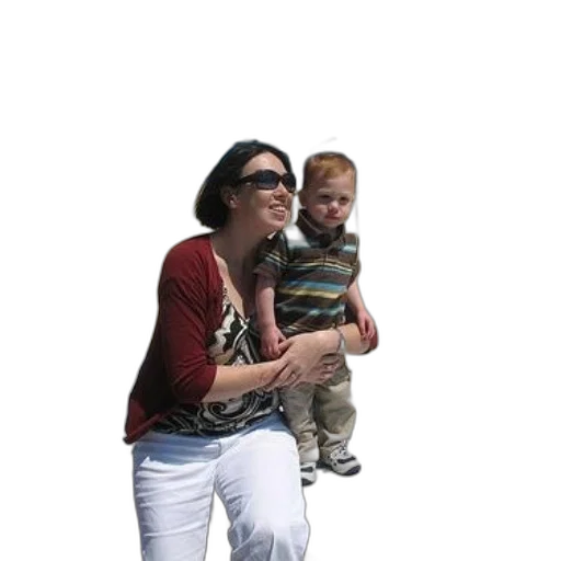 staff, 3d render, photorealistic, woman, child, sit, wall, beach transparent PNG cut-out