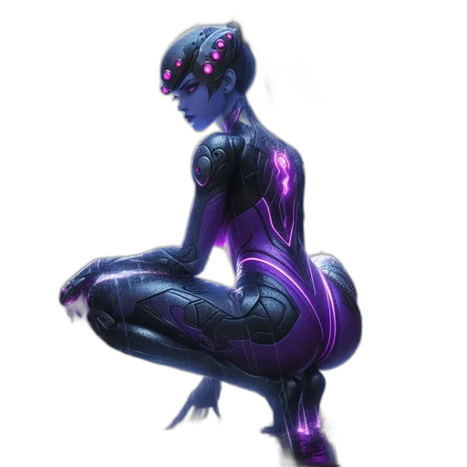 robot, creature, dress, concept art, cyberpunk, fantasy art, comic book art, neon lights transparent PNG cut-out
