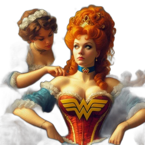 comic book art, fantasy art, concept art, photorealistic, two, women, one, vivid transparent PNG cut-out