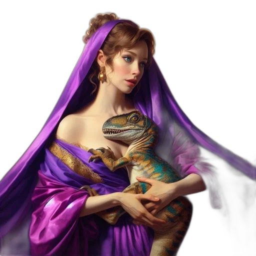dress, dragon, jewelry, fantasy art, concept art, photorealistic, oil painting, pastel transparent PNG cut-out