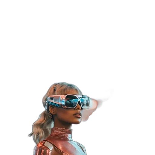 robot, mask, jacket, face, 3d render, cyberpunk, concept art, vaporwave transparent PNG cut-out