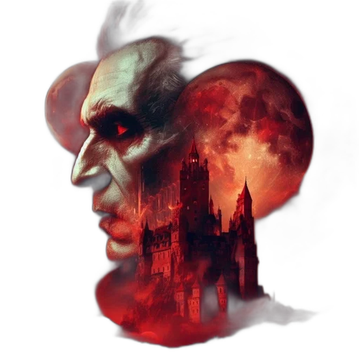 face, mask, concept art, fantasy art, comic book art, watercolor, fire, red transparent PNG cut-out