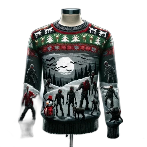 jacket, concept art, studio, setting, knitted, sweater, displaying, snowy transparent PNG cut-out