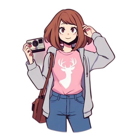 jacket, weapon, staff, creature, pixel art, anime, cartoon, vaporwave transparent PNG cut-out