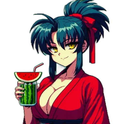 weapon, staff, vaporwave, pixel art, anime, cyberpunk, red, green transparent PNG cut-out
