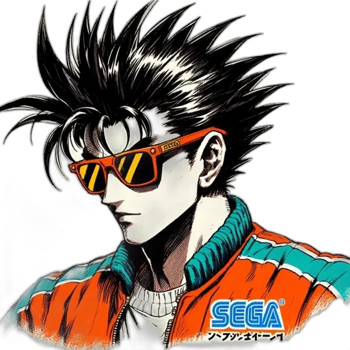 jacket, mask, hair, vaporwave transparent PNG cut-out