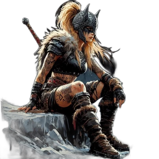 sword, dragon, fantasy art, concept art, comic book art, pixel art, fierce-looking, female transparent PNG cut-out