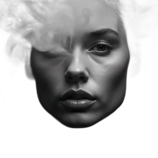 face, mask, crown, hair, photorealistic, concept art, fantasy art, pencil sketch transparent PNG cut-out