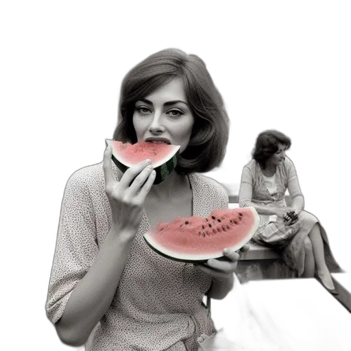 shoes, food, photorealistic, concept art, vaporwave, 3d render, monochrome, woman transparent PNG cut-out