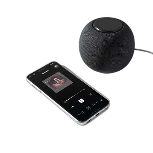 robot, modern, smartphone, black, screen, displaying, music, player transparent PNG cut-out