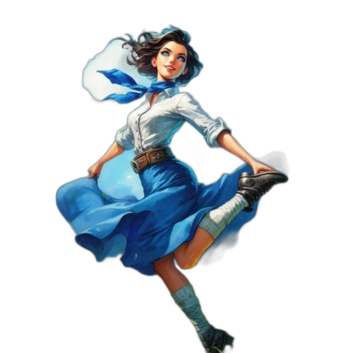 dress, staff, shoes, concept art, comic book art, pixel art, fantasy art, blue transparent PNG cut-out