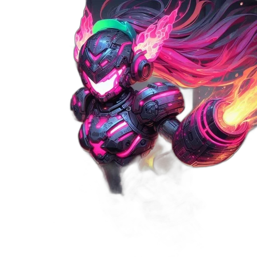 dragon, weapon, robot, mask, concept art, fantasy art, cyberpunk, pixel art transparent PNG cut-out