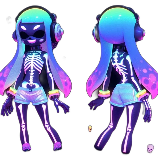 dress, creature, concept art, vaporwave, 3d render, pixel art, neon lights, neon transparent PNG cut-out