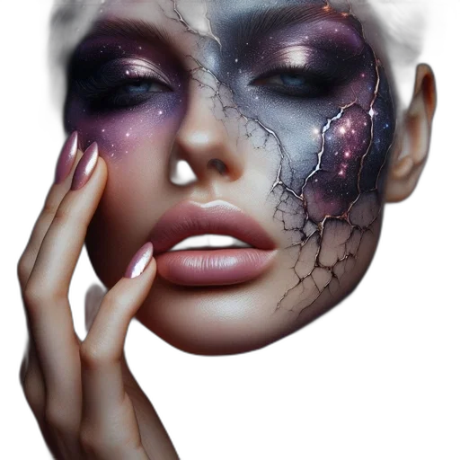 mask, face, photorealistic, fantasy art, concept art, cyberpunk, outer space, dark transparent PNG cut-out