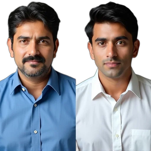face, photorealistic, 3d render, oil painting, side-by-side, comparison, two, images transparent PNG cut-out