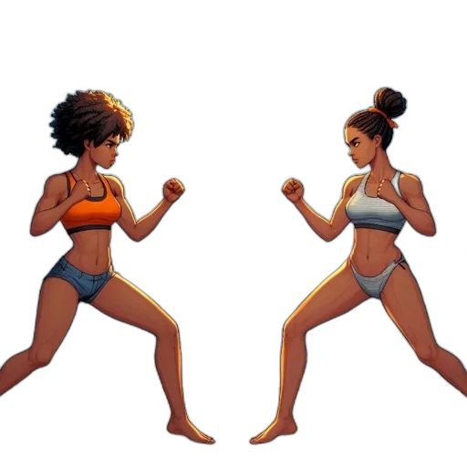 concept art, pixel art, 3d render, photorealistic, image, depicts, two, female transparent PNG cut-out