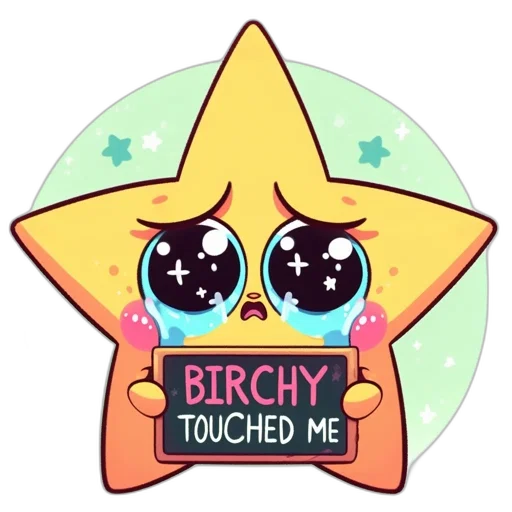 staff, pixel art, concept art, cartoonish, tearful, star, character, holds transparent PNG cut-out