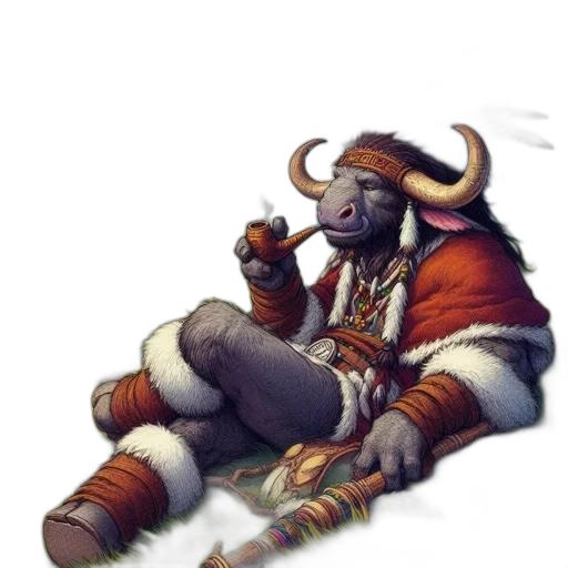 staff, dragon, animal, concept art, fantasy art, pixel art, buffalo-like, creature transparent PNG cut-out