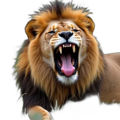 animal, creature, crown, photorealistic, 3d render, concept art, close-up, lion transparent PNG cut-out