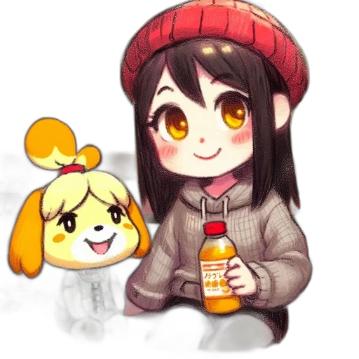 hat, food, staff, bottle, pixel art, anime, concept art, cartoon transparent PNG cut-out