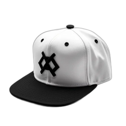 hat, 3d render, black, white, baseball, cap, brim, top transparent PNG cut-out