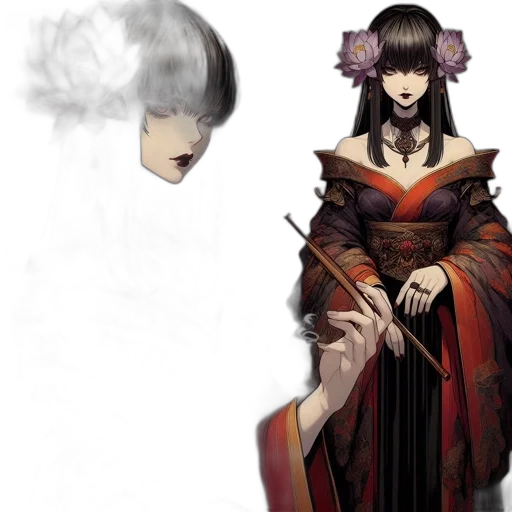 dress, mask, concept art, fantasy art, anime, photorealistic, dark, monochrome transparent PNG cut-out
