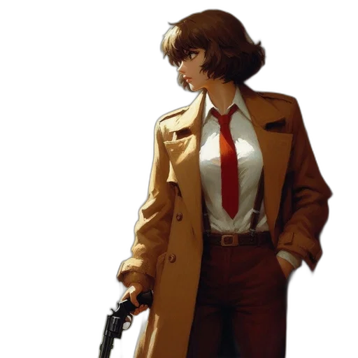 jacket, staff, weapon, concept art, comic book art, pixel art, cyberpunk, red transparent PNG cut-out