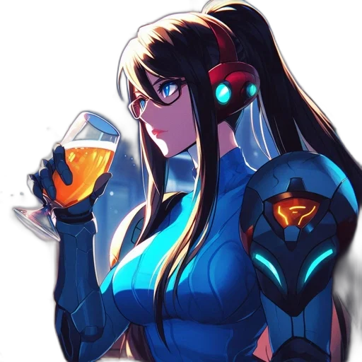 robot, jacket, weapon, face, anime, concept art, pixel art, cyberpunk transparent PNG cut-out