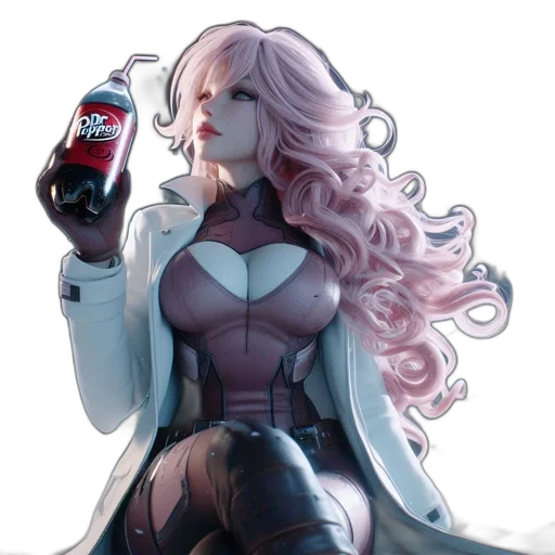 bottle, dress, robot, concept art, anime, fantasy art, pixel art, dark transparent PNG cut-out