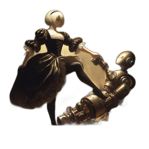 robot, sword, staff, jewelry, concept art, fantasy art, 3d render, photorealistic transparent PNG cut-out