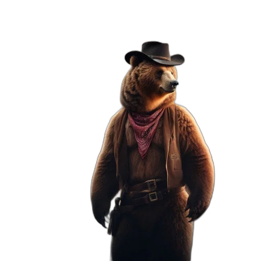 animal, hat, staff, jacket, concept art, 3d render, photorealistic, inside transparent PNG cut-out