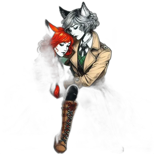 mask, staff, jacket, animal, concept art, pixel art, fantasy art, watercolor transparent PNG cut-out