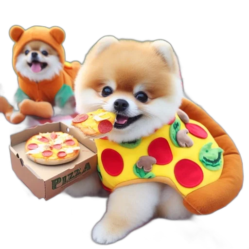 food, animal, 3d render, photorealistic, concept art, three, pomeranian, dogs transparent PNG cut-out