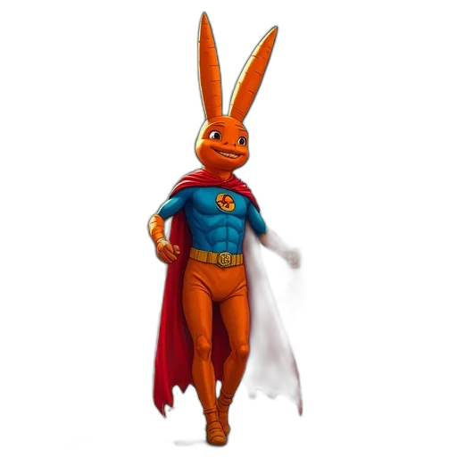 animal, concept art, 3d render, comic book art, pixel art, captain, carrot, invaders transparent PNG cut-out