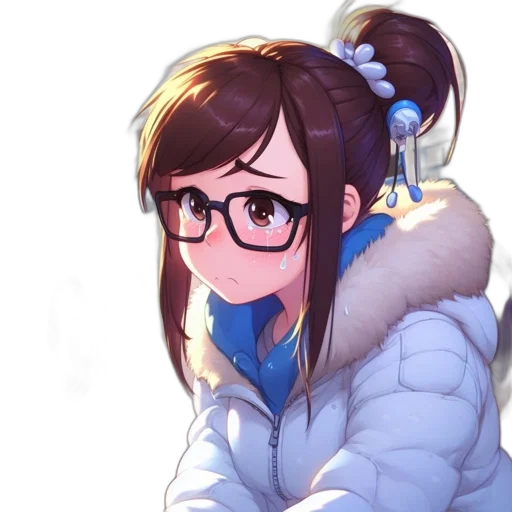 jacket, staff, face, weapon, anime, cartoon, pixel art, concept art transparent PNG cut-out