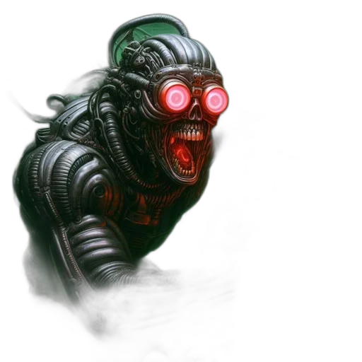robot, creature, mask, face, concept art, fantasy art, cyberpunk, comic book art transparent PNG cut-out