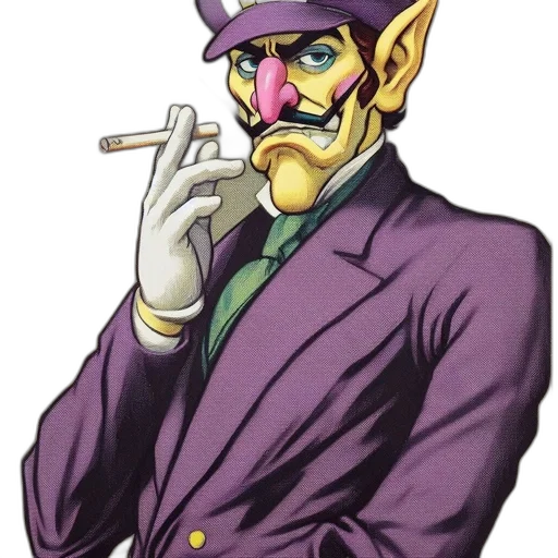 mask, staff, face, hat, concept art, vaporwave, comic book art, cartoon transparent PNG cut-out