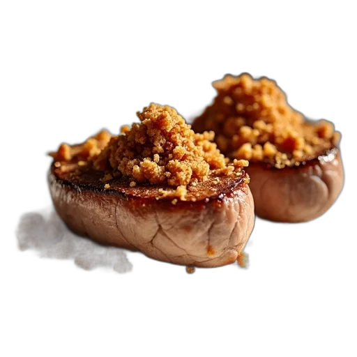 food, crown, close-up, view, two, pieces, meat, white transparent PNG cut-out
