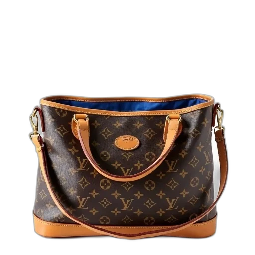 louis, vuitton, handbag, monogram, pattern, displayed, against, white transparent PNG cut-out