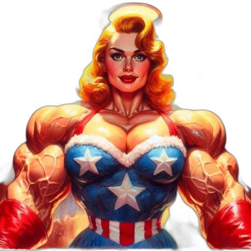comic book art, concept art, cartoon, pixel art, female, american, flag, attire transparent PNG cut-out
