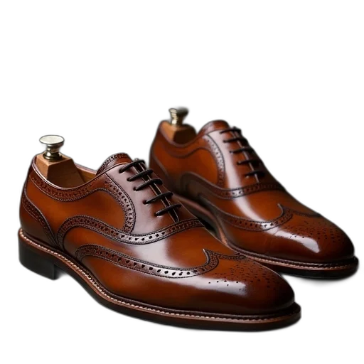 shoes, photorealistic, 3d render, coley, grando, wingtip, oxford, brown transparent PNG cut-out