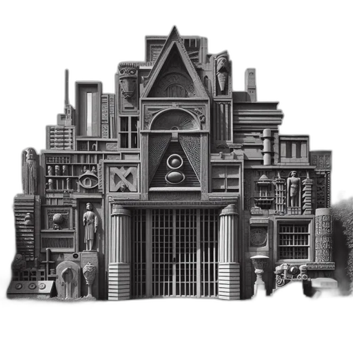 building, concept art, 3d render, fantasy art, pixel art, enormous, geometric, construct transparent PNG cut-out