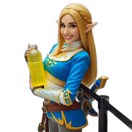 bottle, dress, staff, weapon, concept art, fantasy art, 3d render, pixel art transparent PNG cut-out