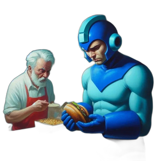 mask, robot, food, comic book art, concept art, pixel art, 3d render, underwater transparent PNG cut-out