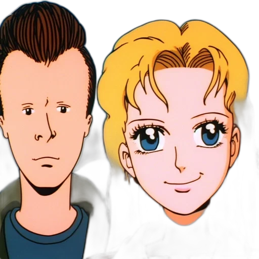 face, cartoon, anime, comic book art, concept art, outer space, two, animated transparent PNG cut-out