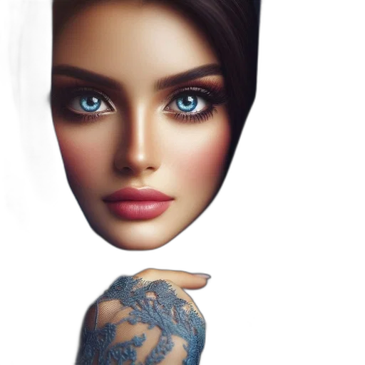 face, mask, dress, jewelry, photorealistic, fantasy art, 3d render, concept art transparent PNG cut-out