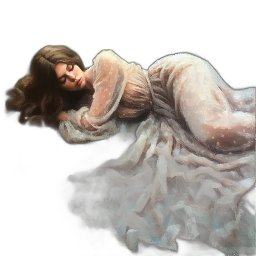 dress, photorealistic, watercolor, concept art, oil painting, fog, night, underwater transparent PNG cut-out