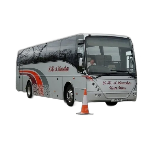 staff, 3d render, photorealistic, white, bus, red, orange, accents transparent PNG cut-out